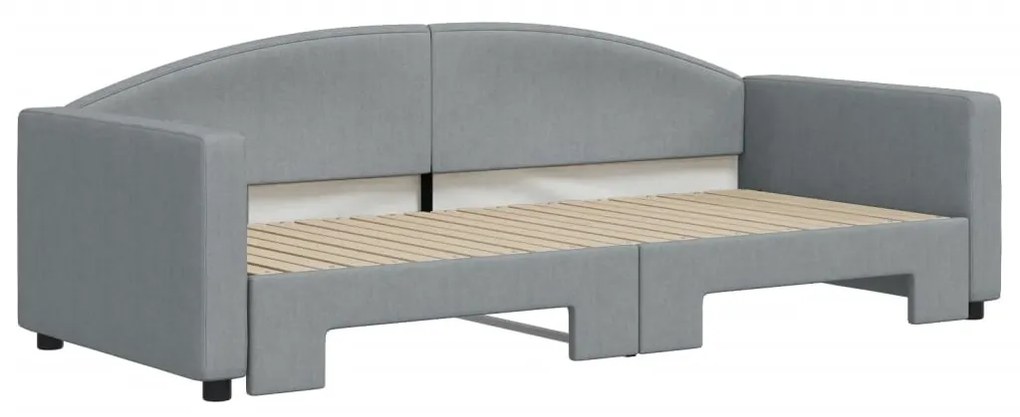 Divano letto con letto estraibile grigio chiaro 90x200 tessuto