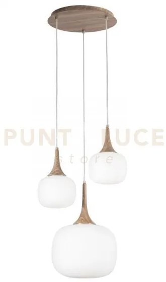 Lampadario a sospensione jaipur bianca e finto legno e vetro 1 luce...