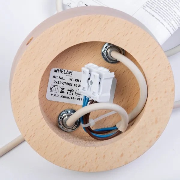 Lampadario a cavo WOODSTOCK 2xE27/15W/230V legno/crema