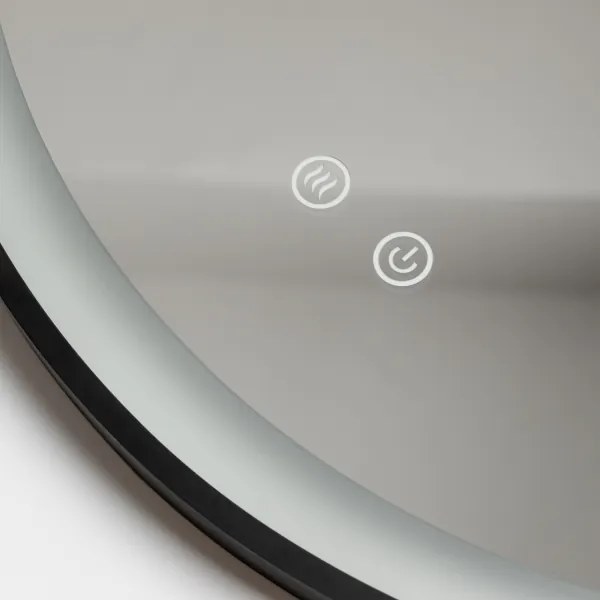 Brilagi-LED dimmerabile — specchio con funzione antiappannamento e retroilluminazione, profilo ALU PRO, LED 18W/230V, Ø 60 cm, IP44, nero