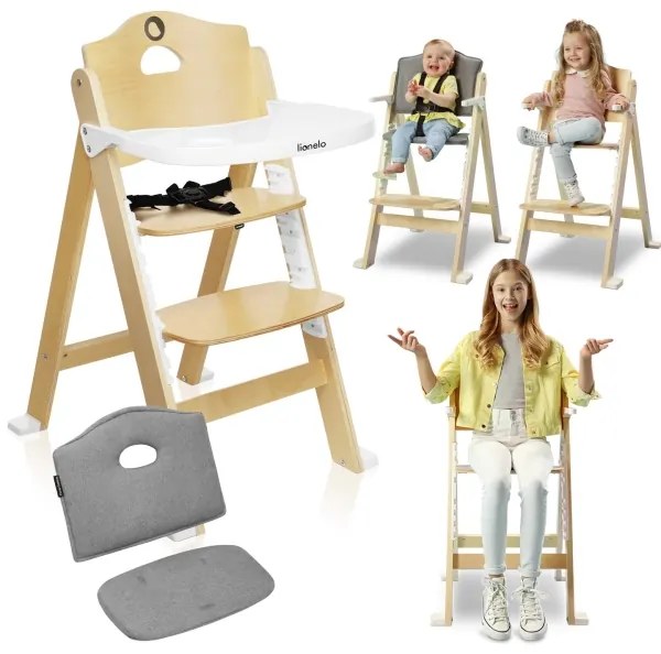 Lionelo - Seggiolone 3 in 1 per bambini FLORIS Bianco Naturale