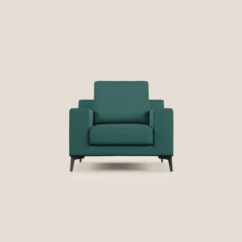 Prestige poltroncina moderna in microfibra smacchiabile T11 petrolio