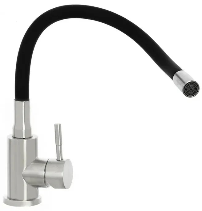 Miscelatore cucina spazzolato in acciaio inox con canna orientabile in silicone