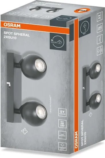 Osram - Faretto SPOT SPHERAL 2xGU10/6W/230V nero