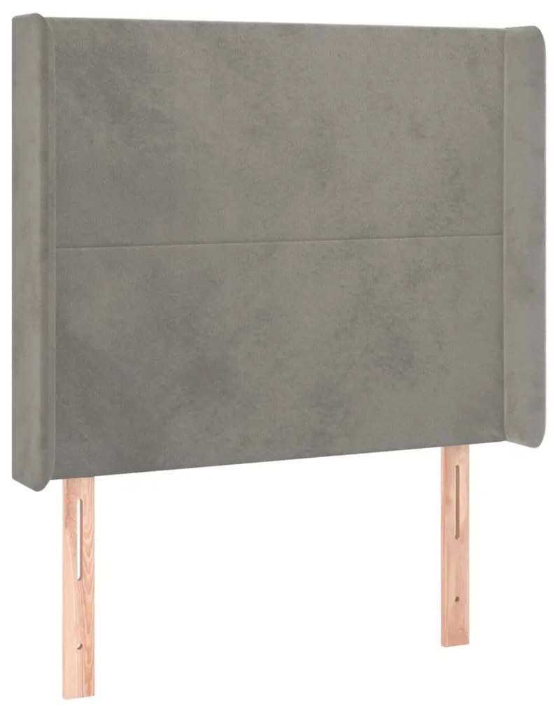 Testiera a led grigio chiaro 103x16x118/128 cm in velluto