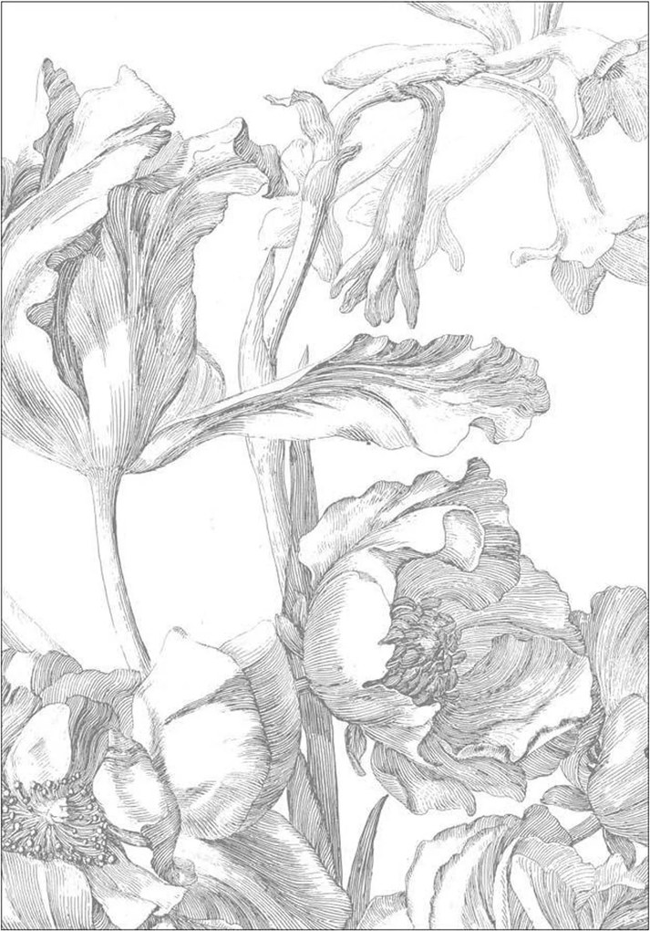 Carta da parati in tessuto non tessuto Engraved Flowers
