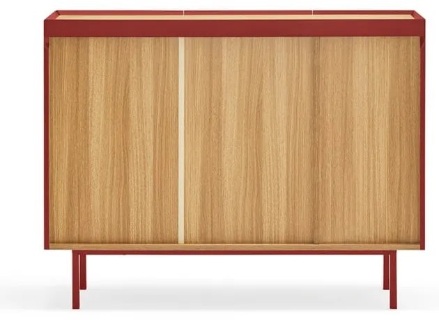 Cassettiera bassa rossa effetto rovere 110x85 cm Arista - Teulat
