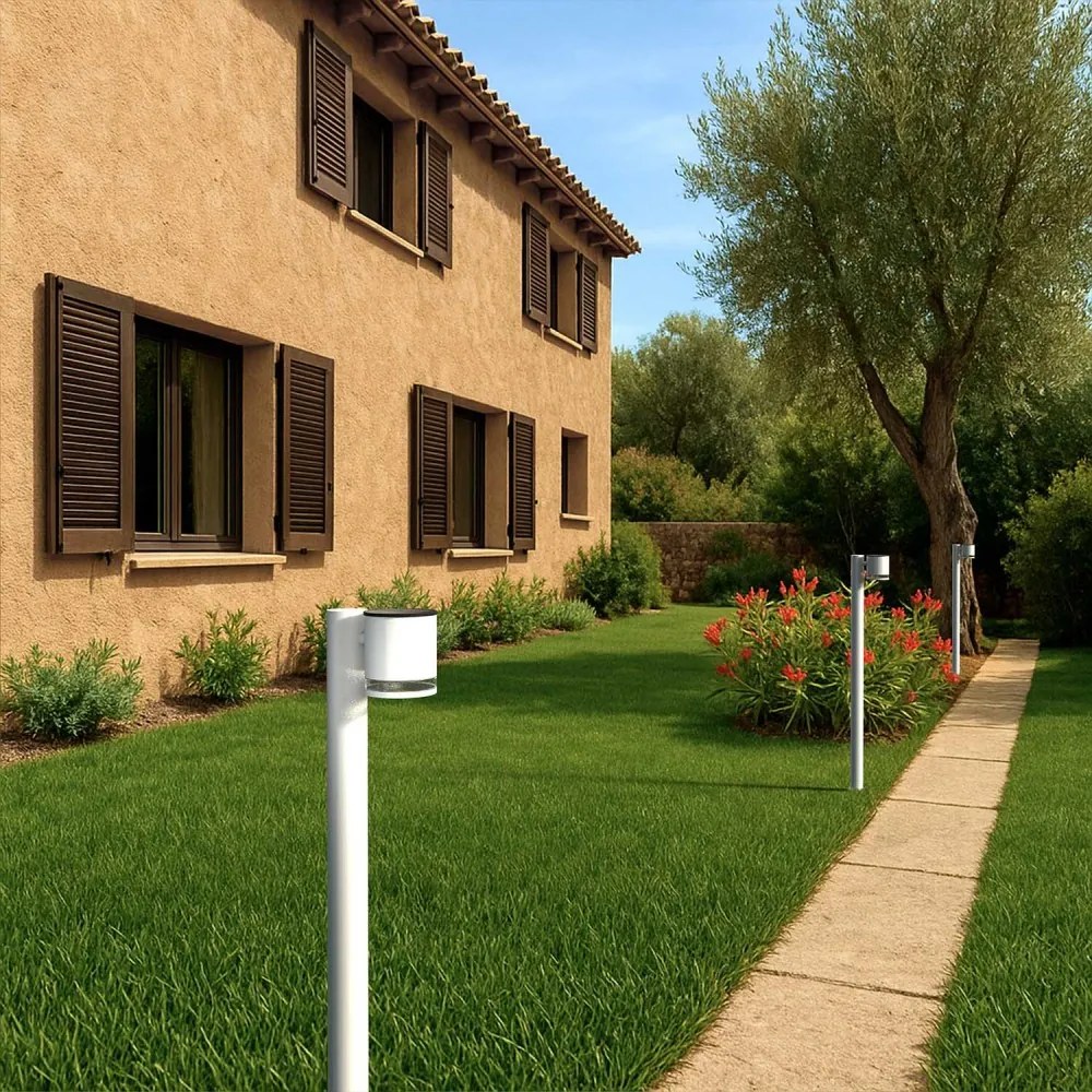 Paletto da Giardino Solare Bianco da 100cm, IP54 in Alluminio Colore Bianco Naturale 4.000K