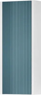 Pensile bagno Niwa cannettato laccato opaco bianco con vetro blu pacifico, 1 anta P17 x L30 x H78.5 cm