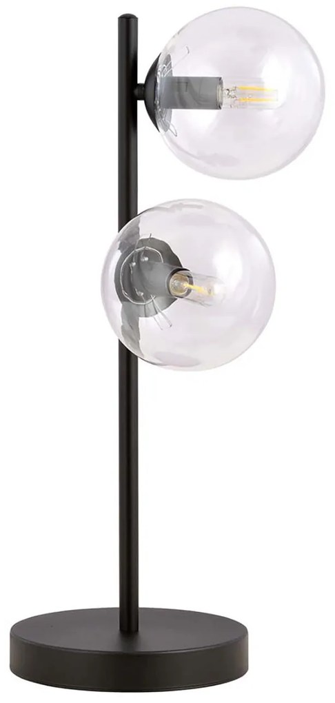 Lampade Da Scrivania Minimal Durga Acciaio Nero Trasparente 2 Luci E14 Ip20