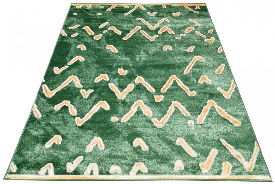 Tappeto moderno verde con motivo originale in oro Larghezza: 120 cm | Lunghezza: 170 cm