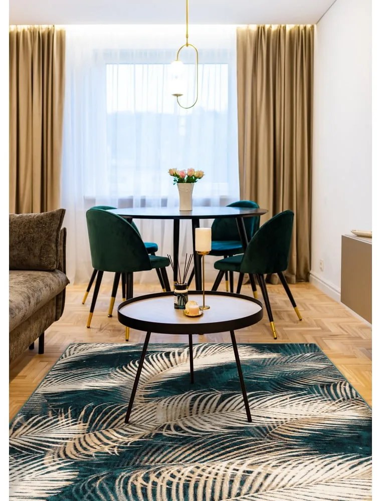 Tappeto in lana color petrolio 200x300 cm Areca - Agnella