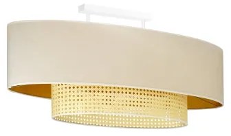 Duolla - Lampadario a plafone DOUBLE OVAL RATTAN 2xE27/15W/230V color crema/rattan