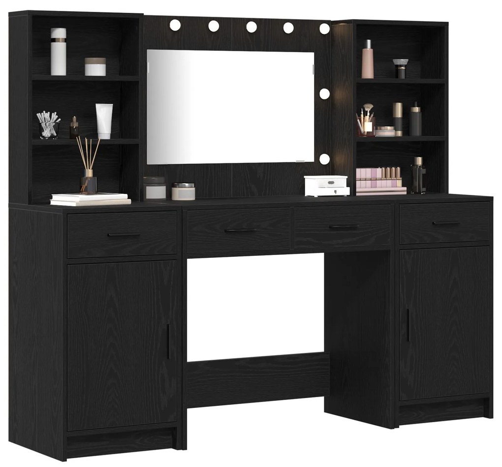 Set da trucco 3 pezzi in legno ingegnerizzato nero