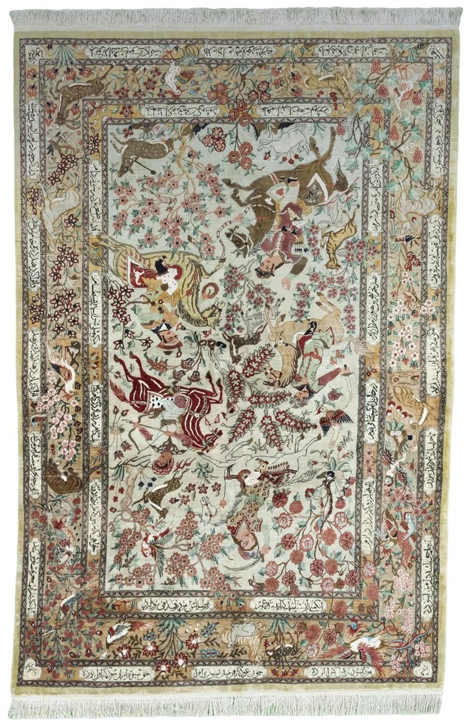 Ghom Tappeto 130 x 200 Beige (Iran) Annodato A Mano