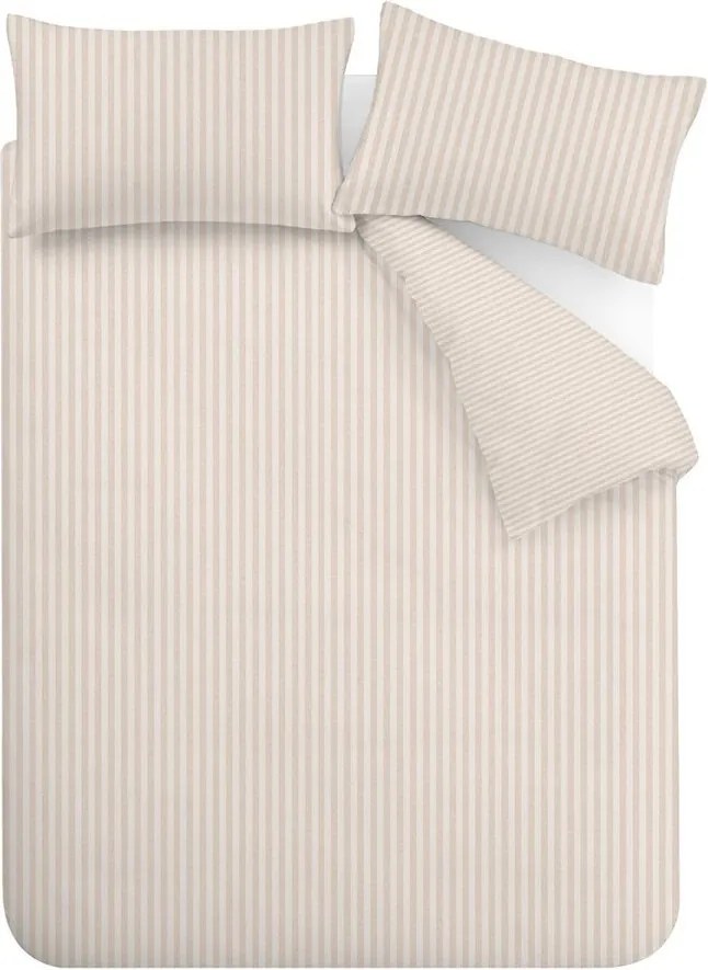 Set copripiumino e federa beige per letto matrimoniale 3 pezzi 200x200 cm Epping Textured Stripe – Catherine Lansfield