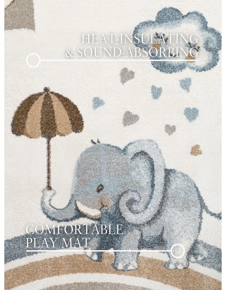 Tappeto per bambini crema 160x230 cm Walk like an Elephant Rainy Party - Villeroy&amp;Boch