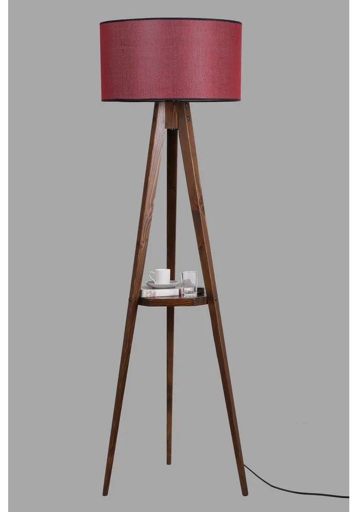 Lampada da terra rossa/marrone con paralume in tessuto (altezza totale 153 cm) Sehbalı Tripod – Opviq lights