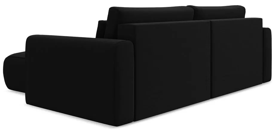 Divano angolare nero allungabile/con contenitore (con penisola a destra/con chaise lounge) con rivestimento in velluto Kapua – Makamii