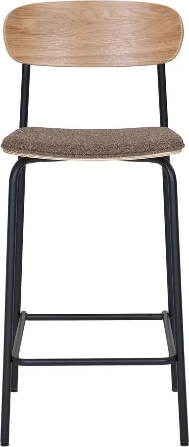 Sgabello da bar nero/marrone con effetto frassino impilabile (altezza della seduta 66 cm) Estepona – House Nordic
