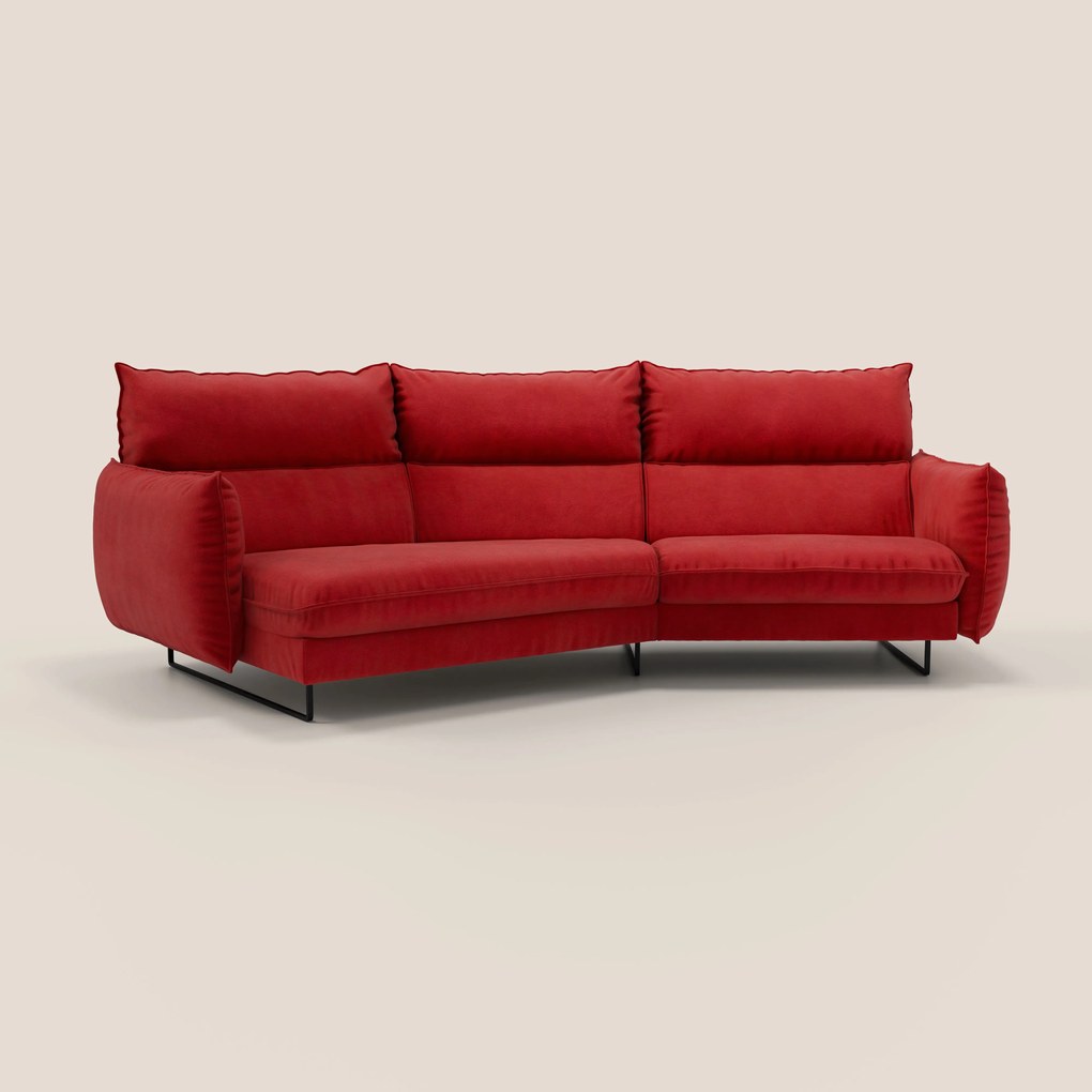 Monamour divano moderno angolare con opzione relax elettrico in microfibra smacchiabile impermeabile T11 rosso