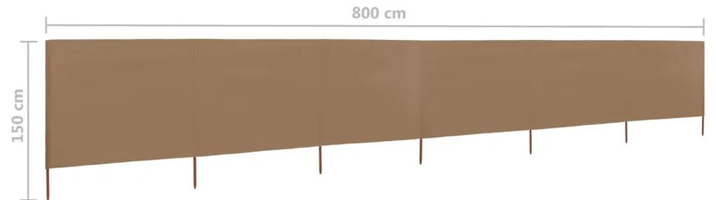 Paravento a 6 Pannelli in Tessuto 800x120 cm Grigio Talpa