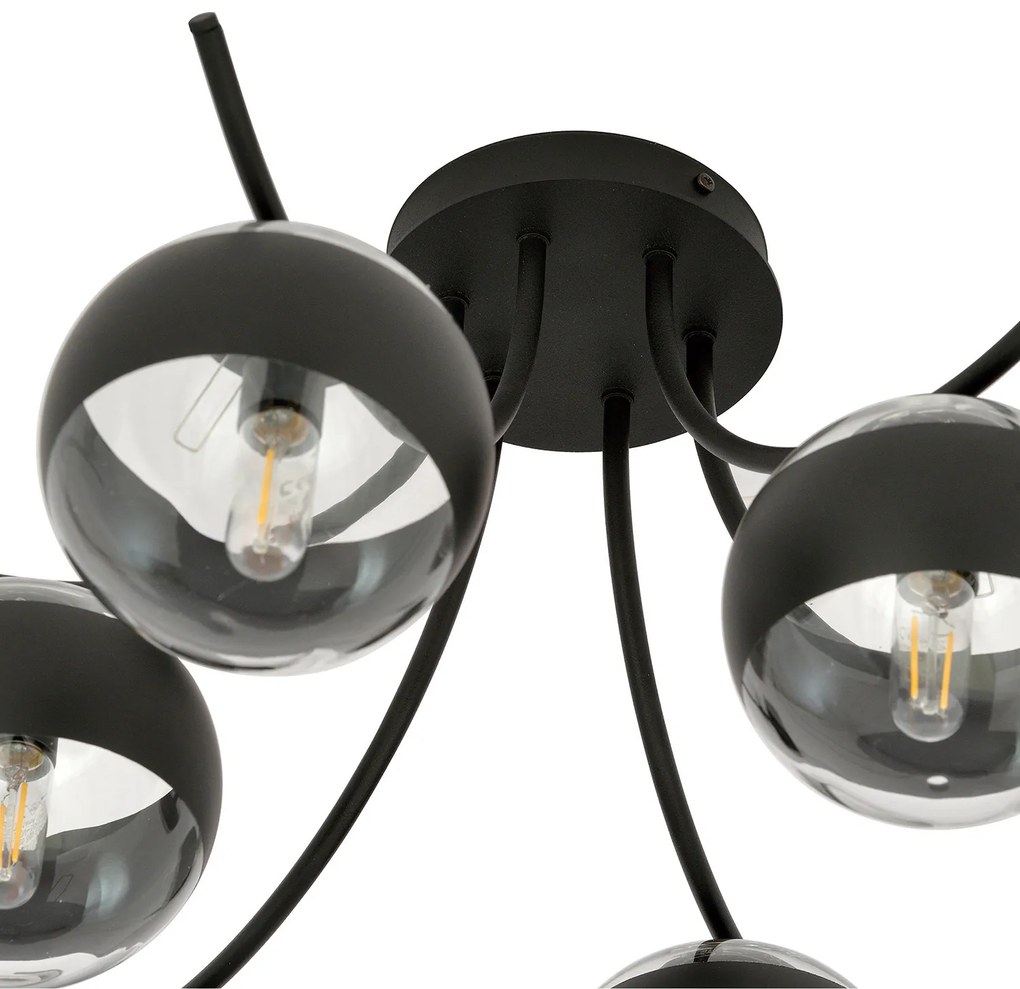 Plafoniera Moderna Coeo Acciaio Nero 6 Luci E14 Ip20