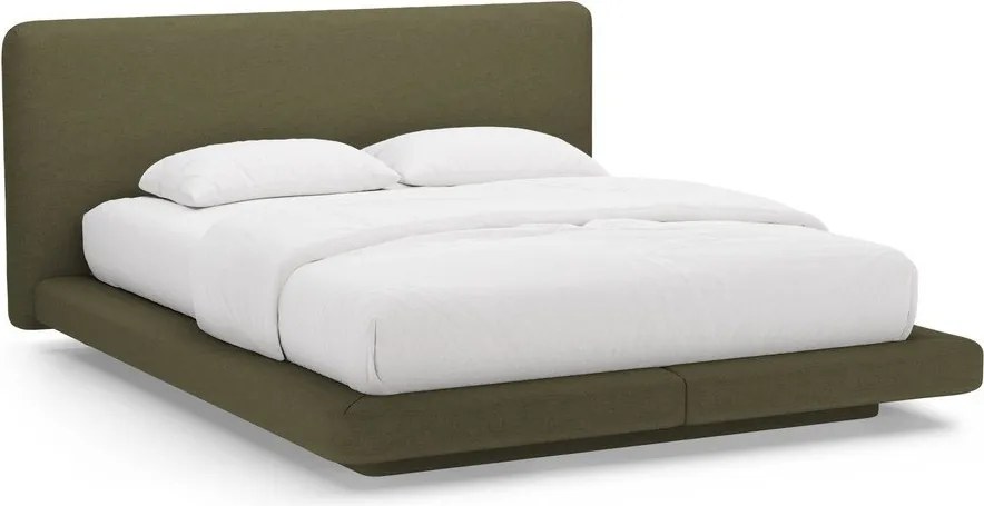 Letto matrimoniale imbottito verde 140x200 cm Linea – Micadoni