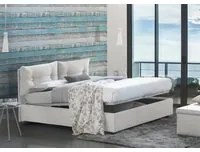 Letto singolo Adelaide, Letto contenitore con rivestimento in tessuto, Made in Italy, Apertura frontale, adatto per materasso cm 80x190, Bianco