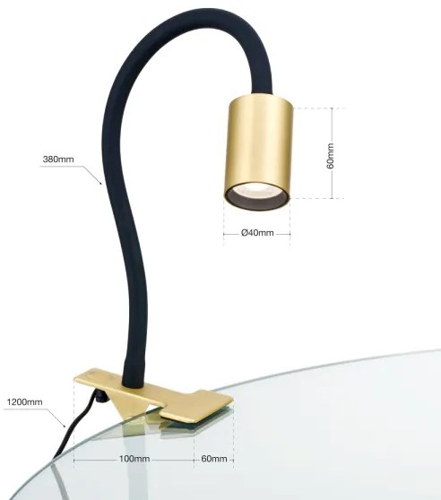 Orion Str 10-489 - LED Flessibile lampada da tavolo con clip KURT LED/5W/230V oro