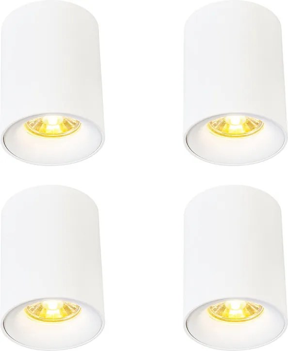 Set di 4 faretti moderni da superficie bianchi GU10 50mm - Ronda