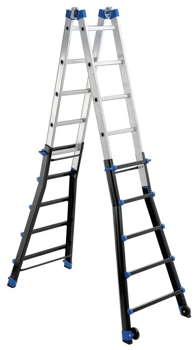 Scala multiposizione GIERRE Serie 7 in alluminio 4 + 4 gradini portata massima 150 kg EN 131 per lavori fino a 6.04 m