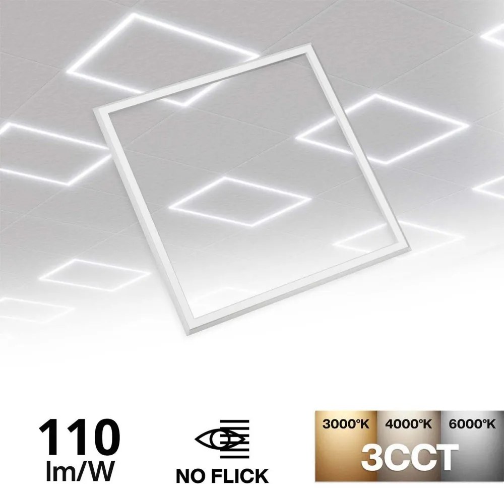 Pannello LED a Cornice 60x60 44W CCT, No Flickering con driver Philips Colore Bianco Variabile CCT