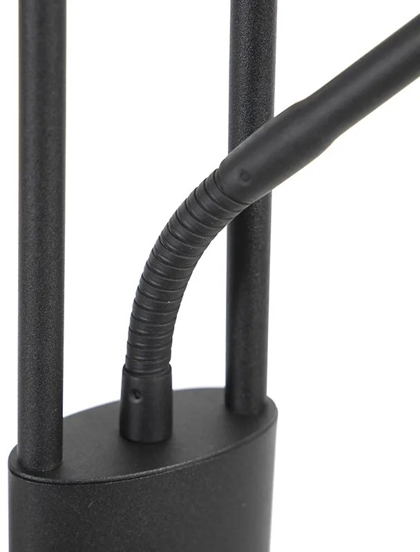 Lampada da terra moderna nera con LED e braccio di lettura - Divine