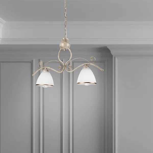 Lampadario a sospensione con catena RETRO 2xE27/60W/230V oro/patina