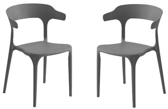 Sedia da cucina giardino con braccioli IDERIO Grigio 2 pezzi