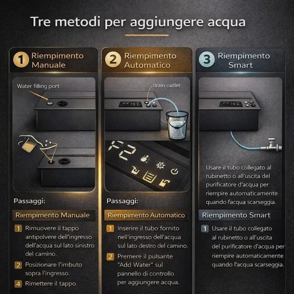 Camino elettrico a Vapore Acqueo 3D bruciatore inserto da incasso L 120 DFVAPO120