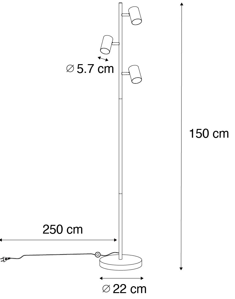 Lampada da terra moderna bronzo 3 luci - Jeana