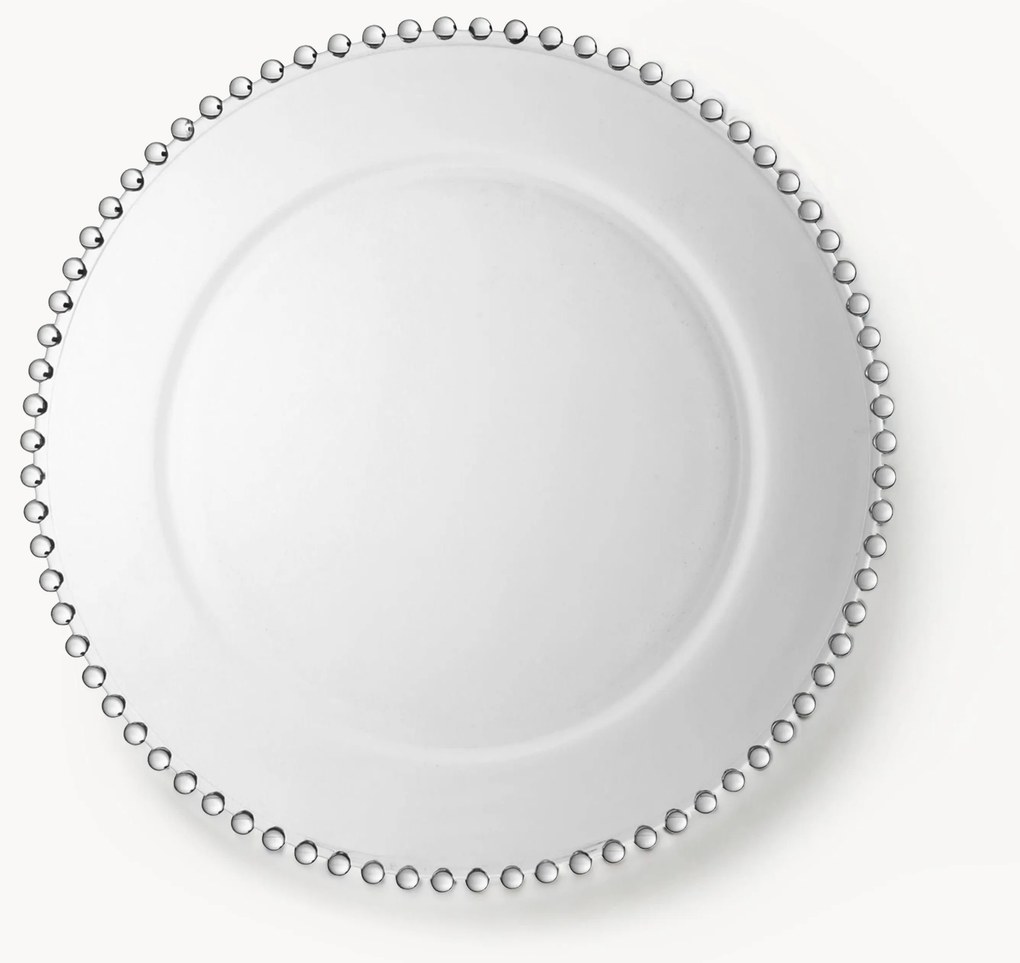 Sottopiatto in vetro con decoro sul bordo Perles