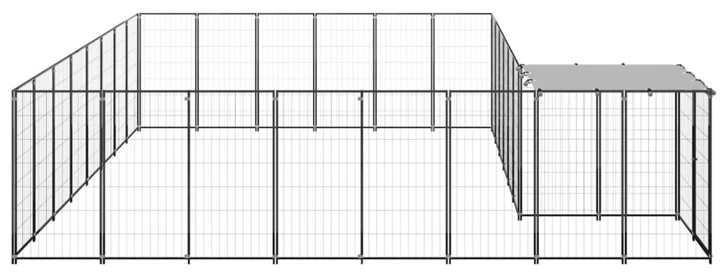 Gabbia per cani nera 15,73 m² in acciaio