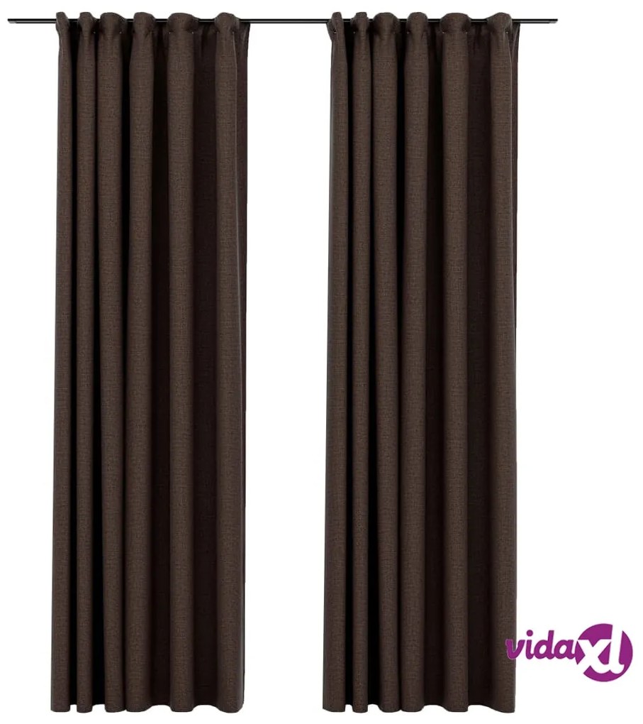 vidaXL Tende Oscuranti con Ganci Effetto Lino 2 pz Talpa 140x245 cm