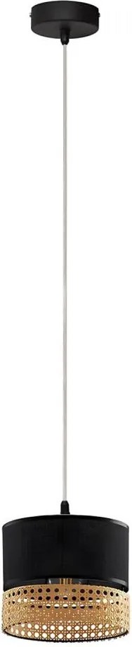 Lampadario a sospensione con cavo PAGLIA 1xE27/15W/230V nero/rattan
