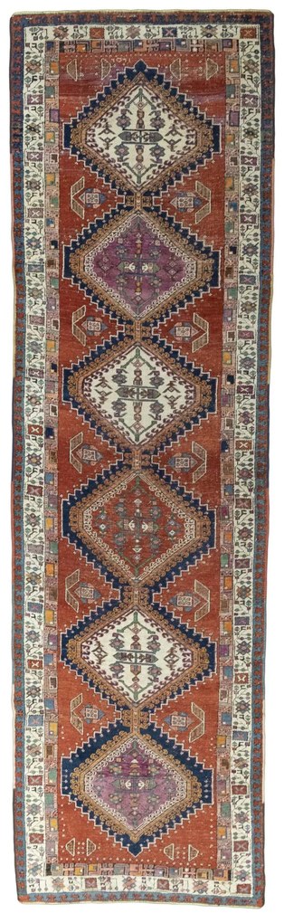 Sarab Tappeto 350 x 100 Rosso (Iran) Annodato A Mano
