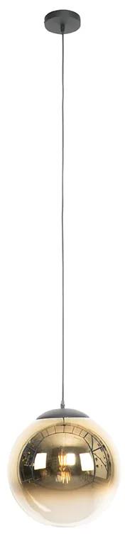 Lampada a sospensione Art Déco nera con vetro oro 33 cm - Pallon