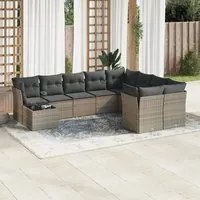 Set Divano da Giardino 10 pz con Cuscini Grigio in Polyrattan 3218190