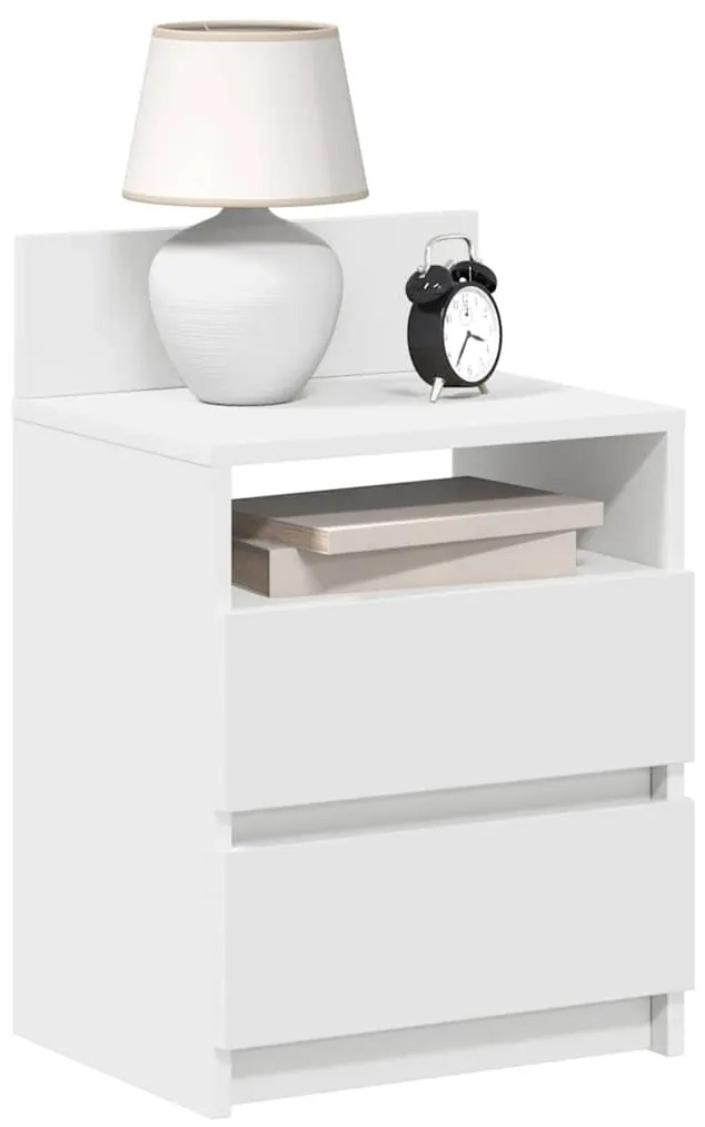 Comodini 2 Pz Con 2 Cassetti Bianchi 40x33x60 Cm /