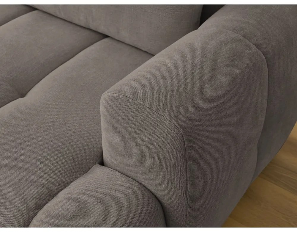 Divano angolare grigio tortora allungabile e con contenitore (penisola a sinistra/chaise lounge) con rivestimento in ciniglia Fuji – Bobochic Paris