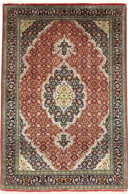 Tabriz Tappeto 100x150 Rosso (Iran) Annodato A Mano