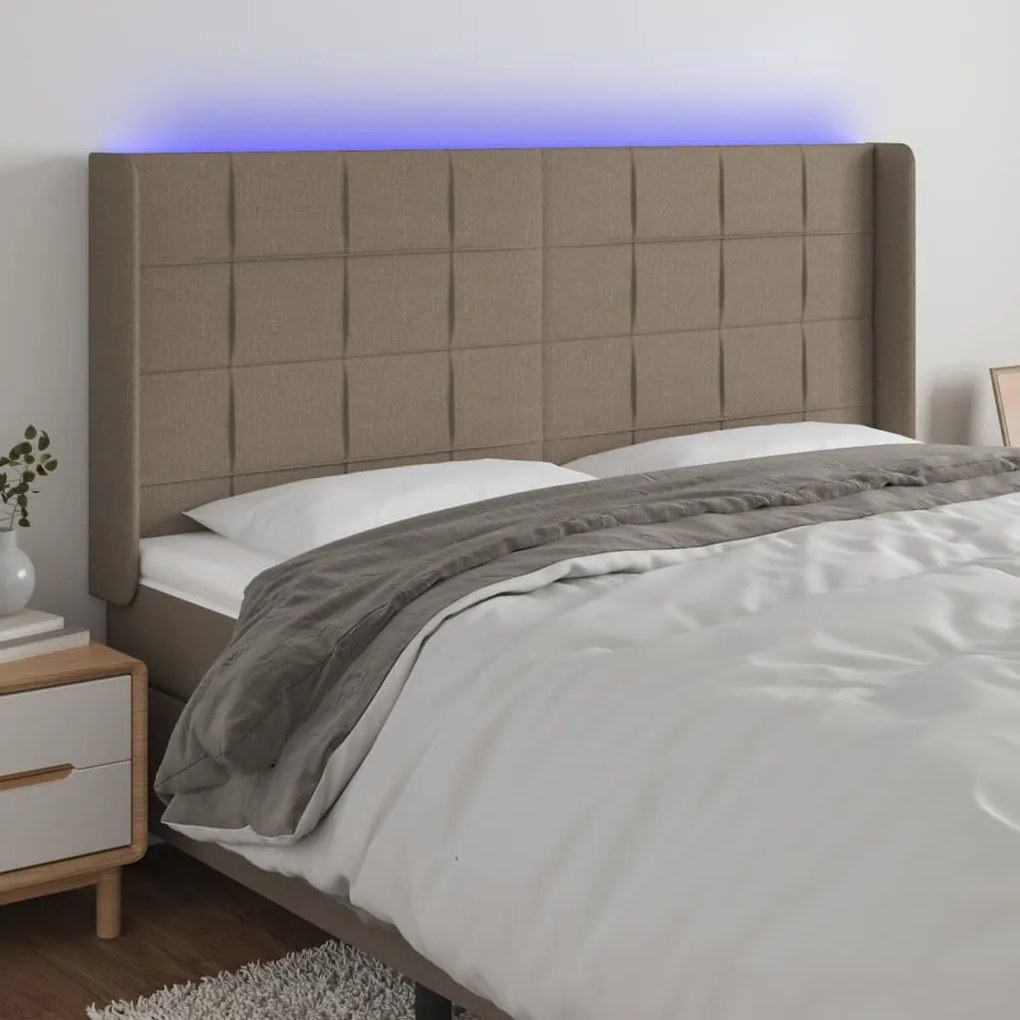 Testiera A Led Tortora 203x16x118/128 Cm İn Tessuto /