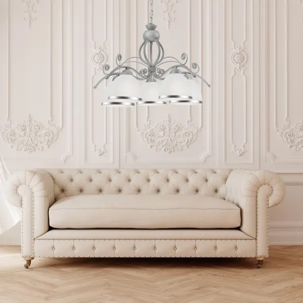 Lampadario a catena RETRO II 5xE27/60W/230V argento